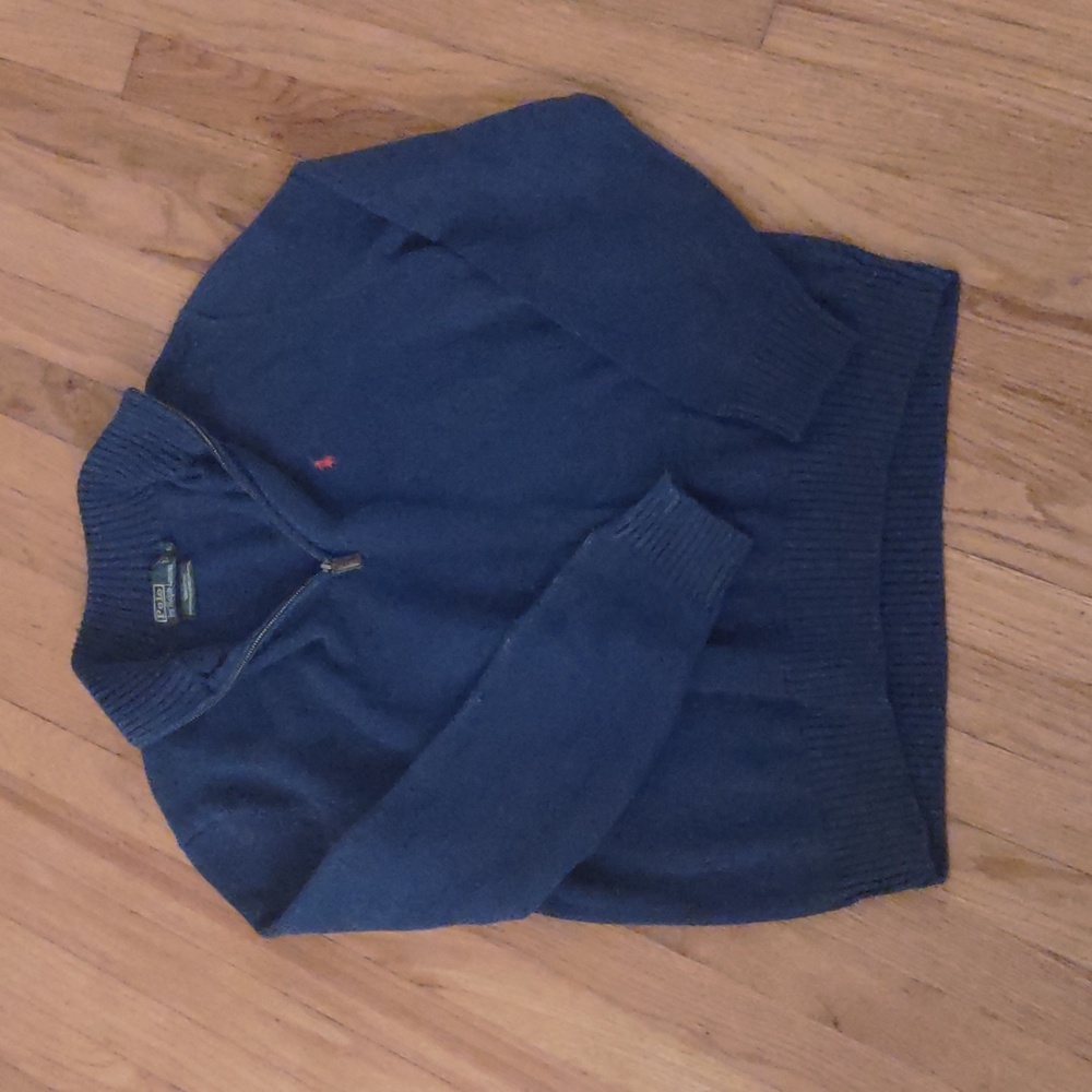 Men's Polo Ralph Lauren Blue Zip-Up Sweater Size LARGE